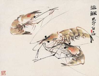 张大壮 海鲜 立轴